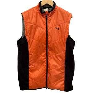 Under Armour Men's Orange Black Quilted Puffer Vest Storm Technology Size XL